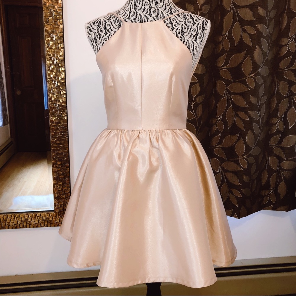 Backless Satin Dress in Champagne (S)